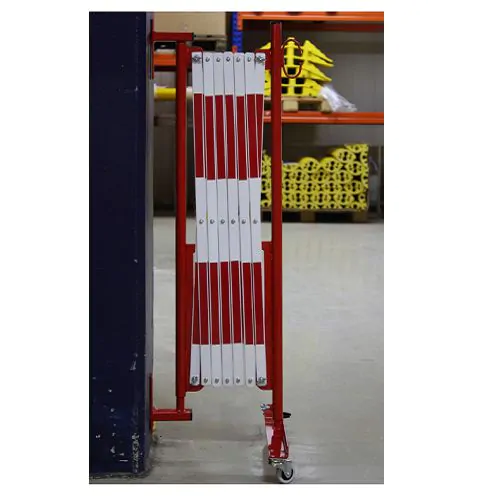 harmonicahek met wielen,verrijdbaar harmonicahek,m-rack,magazijnoplossingen,afzetting magazijn,tijdelijke afzetting, magazijn